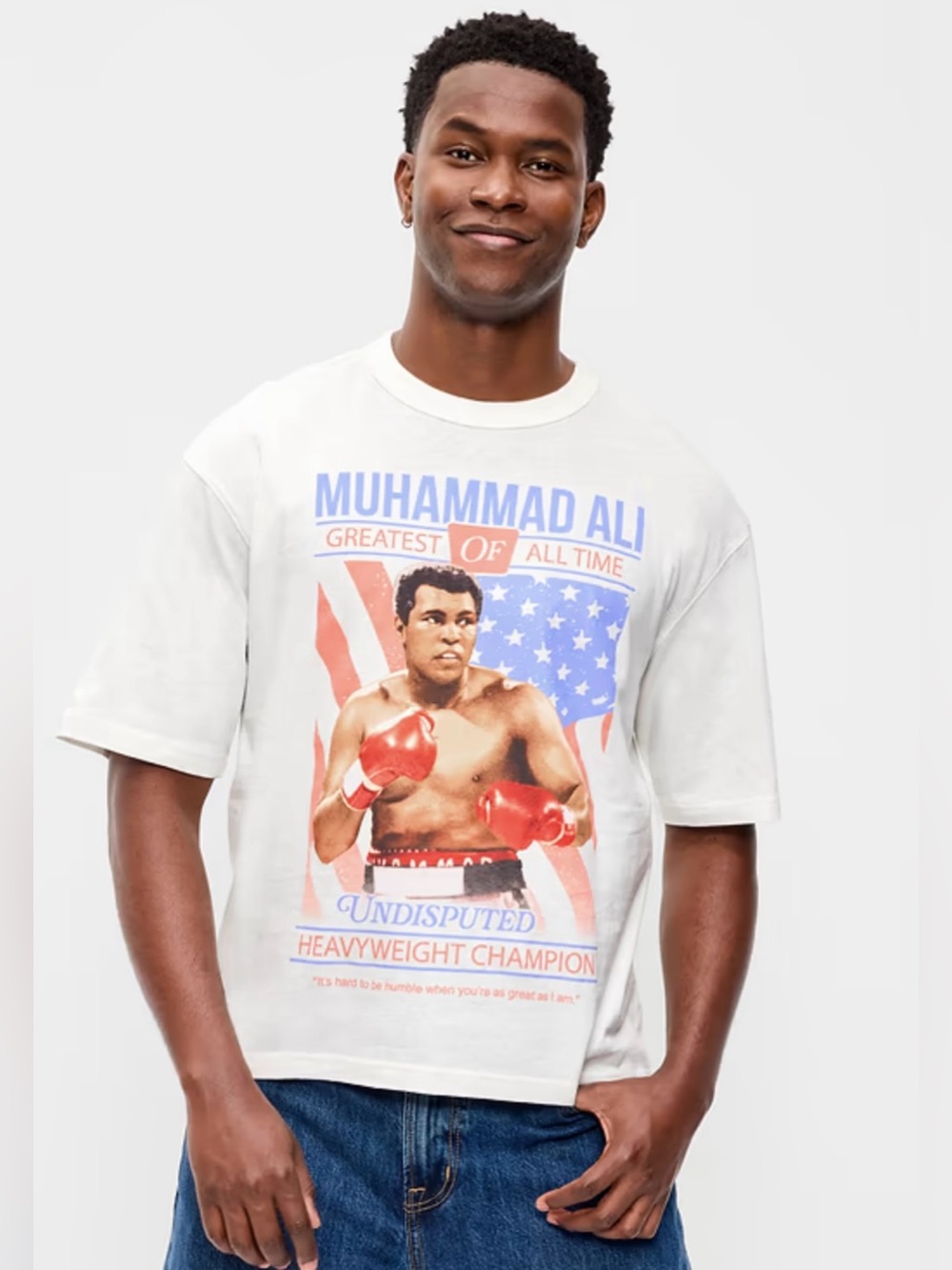 NWT Old Navy Muhammad Ali Graphic Tee Men XXL Cropped Relaxed Fit